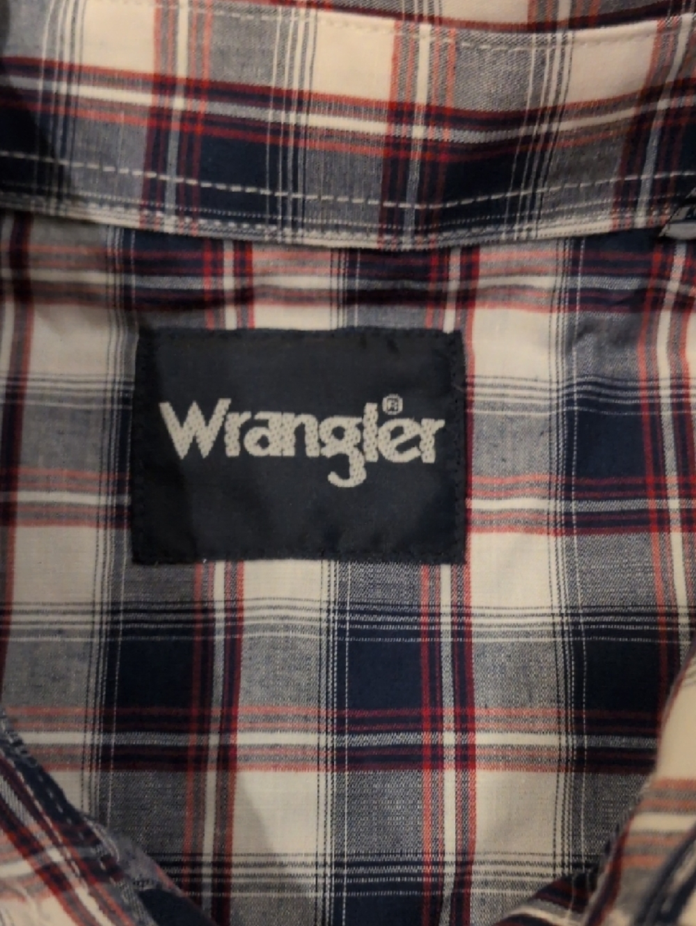 Wrangler Navy, Red and White Plaid Button-Down Shirt - Picture 3 of 9